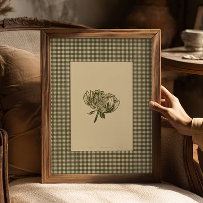 Printable Sage Green Gingham Peony Flower Linocut Prints Retro Cottagecore Chateaucore Checkered Wall Art Reading Nook Decor Digital Poster
wellness home decor, bathroom prints, vintage poster, earthy green tones, grandmother gift, new beginnings gift, slow life, grandma gift, farm reading nook, going away gift for coworker, chateaucore, godparent gift, godmother gift, neutral art, Whimsical, printable wall art, girlfriend gift, gift for the home, coquette room decor, gift for best friend female, foraged 