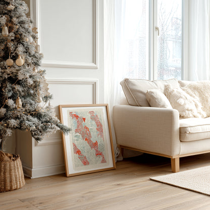 Retro Winter Forest Snow Red House Village Printable Linocut Prints Christmas Festive Toddler Reading Nook Wall Art Decor Digital Poster 
study, Living room wall art, wall hanging, master bedroom, laundry room decor, kitchen wall art, woodland illustration, fine art, craft room organization, laundry room, Housewarming gift, new beginnings gift, staircase, earth tone palette, mudroom art,&nbsp;hostess gift, downloadable, wellness home gift unique, heirloom gift, vintage poster, grandmother