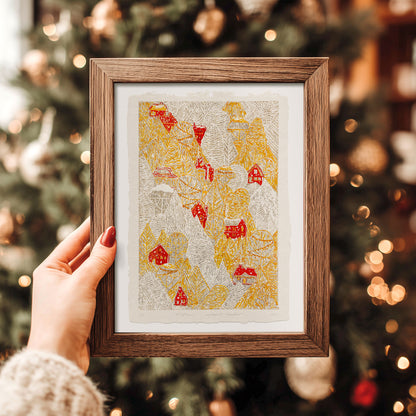 retro lovers present first snow red house printable wall art large linocut prints warm earth tones farm christmas dining room funny kids decor magical forest rustic village hallway digital poster linogravure download Yellow gray funny autumn bedroom instant download holiday season foraged self gift affordable lino download nature thank you mom aesthetic home office housewarming new downloadable hanging moody kitchen dorm laundry mom mother grandmother sister wife women farm hostess girlfriend